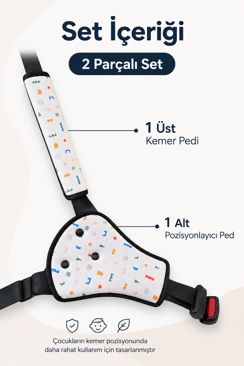 MIVIGO™ Çocuk Kemer Konfor Seti – 2 Parçalı